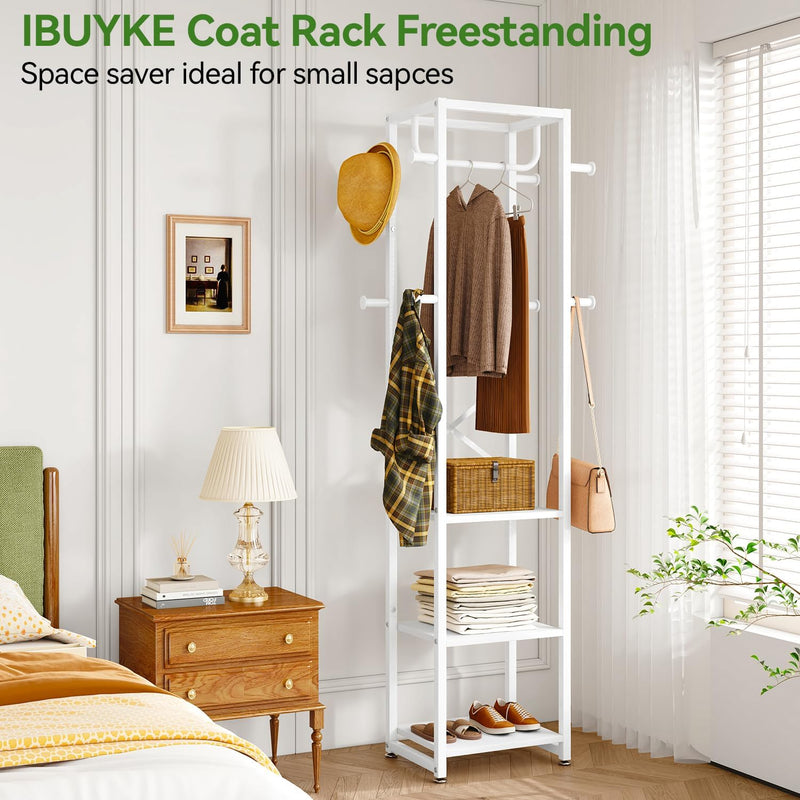 Coat Rack Stand on Wheels with 6 Hooks