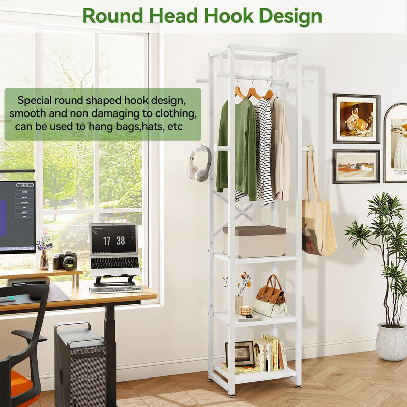 Coat Rack Stand on Wheels with 6 Hooks