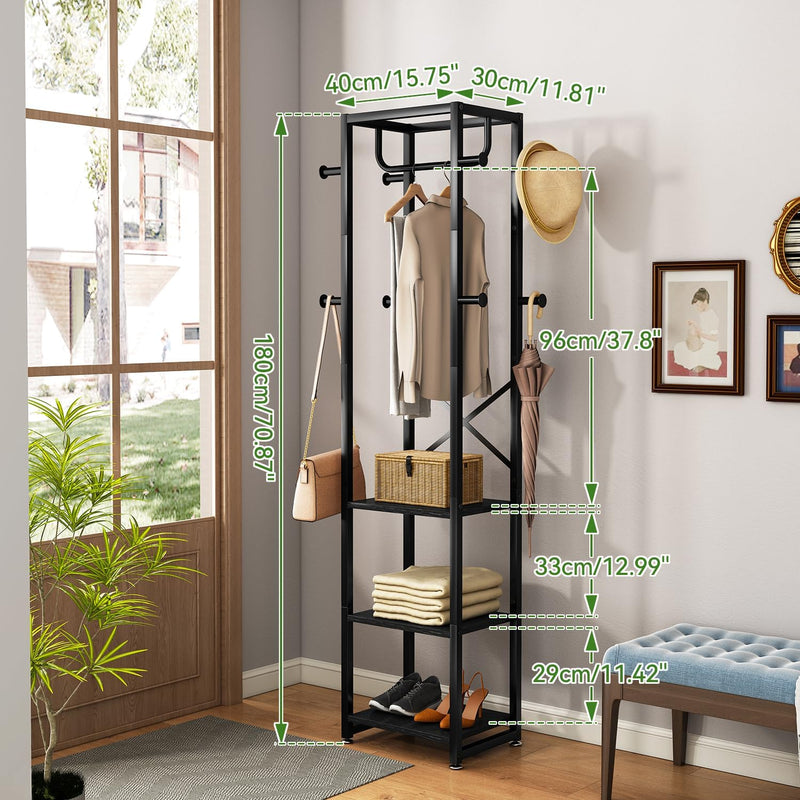 Coat Rack Stand on Wheels with 6 Hooks