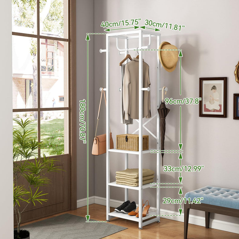 Coat Rack Stand on Wheels with 6 Hooks