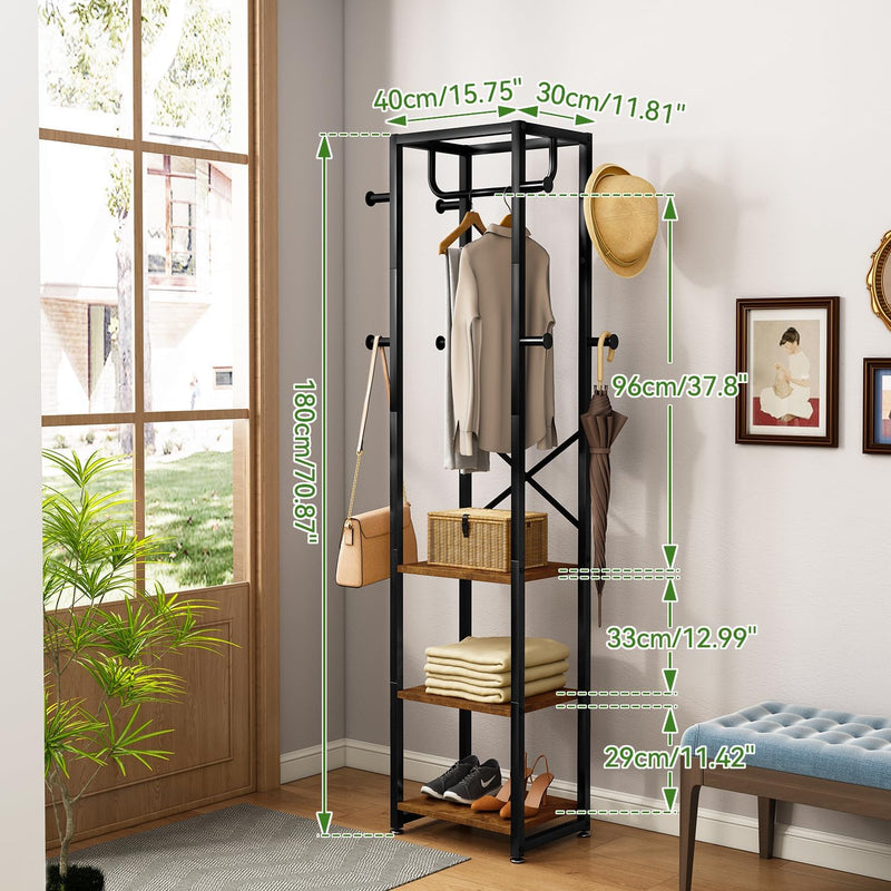 Coat Rack Stand on Wheels with 6 Hooks
