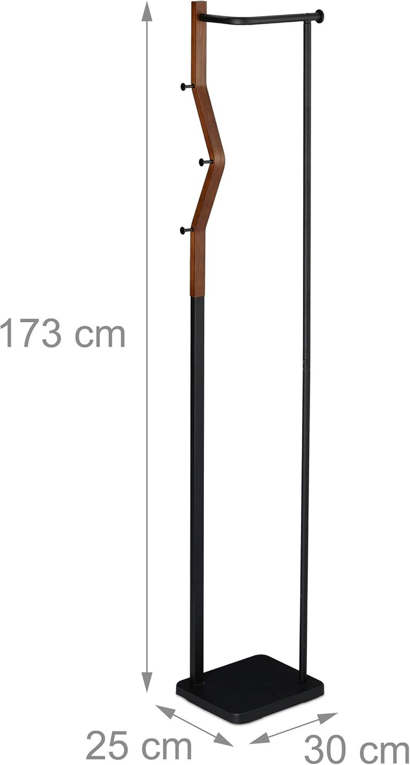 Coat Rack Metal Wood Modern Design 3 Hooks