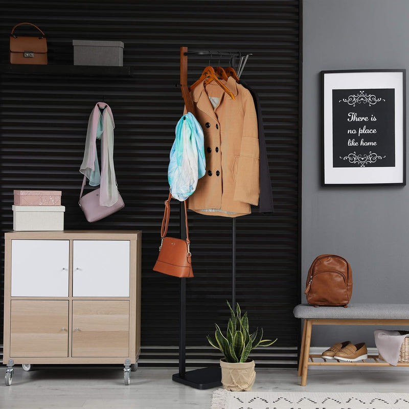 Coat Rack Metal Wood Modern Design 3 Hooks
