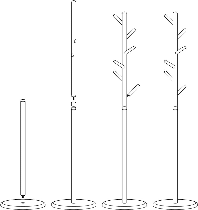 Solid Wood Coat Rack Freestanding 6 Hooks