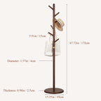 Coat Rack Solid Wood Freestanding with 6 Hooks
