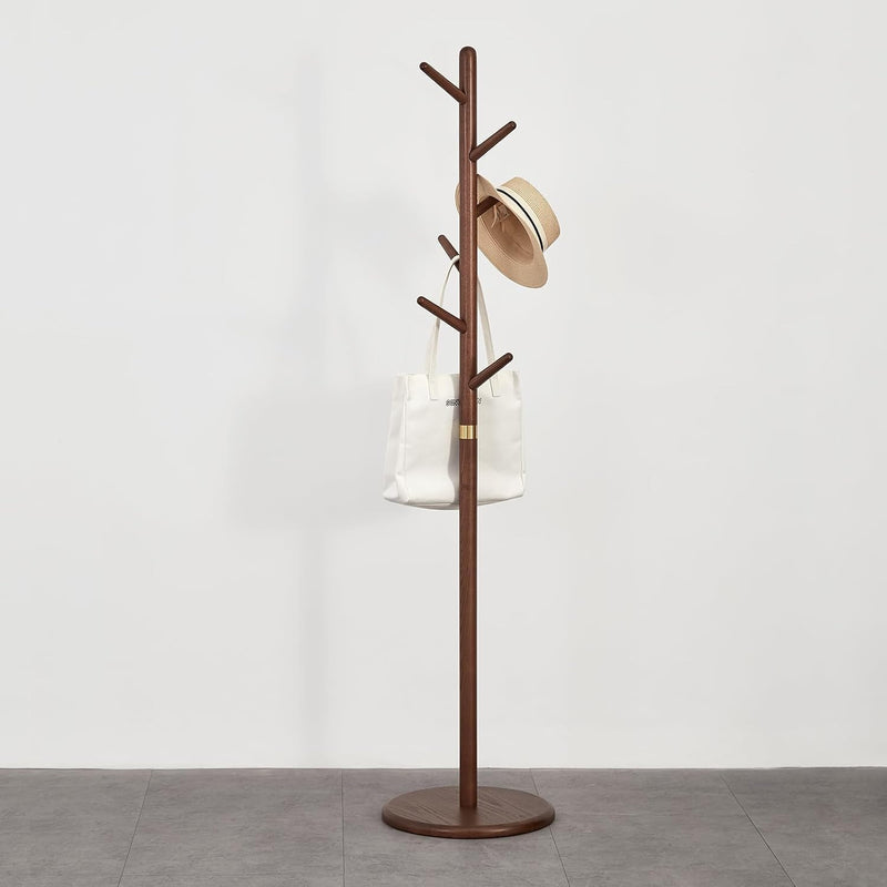 Solid Wood Coat Rack Freestanding 6 Hooks