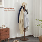 Coat Rack Solid Wood Freestanding with 6 Hooks