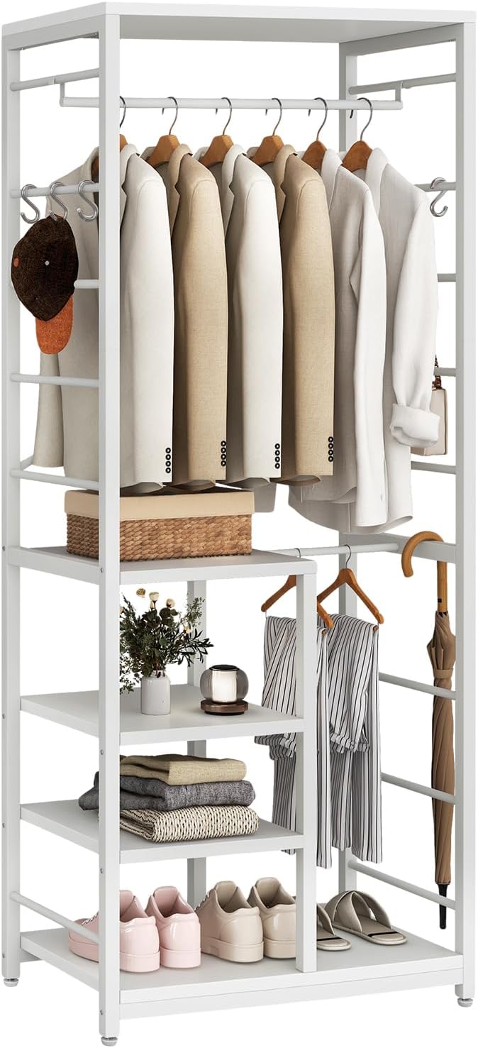 Coat Rack Stand on Wheels with 6 Hooks