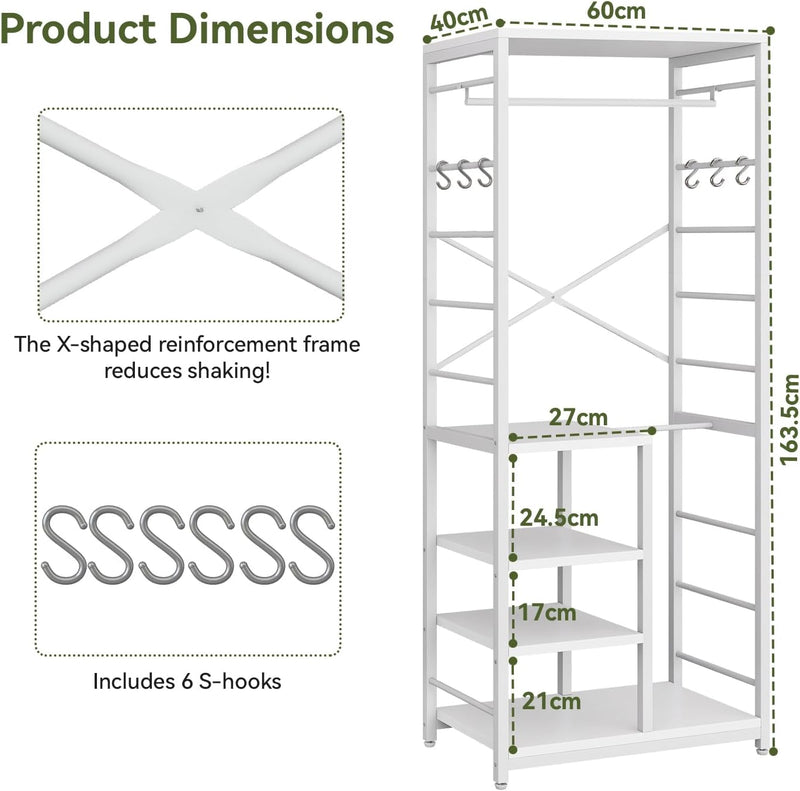Coat Rack Stand on Wheels with 6 Hooks