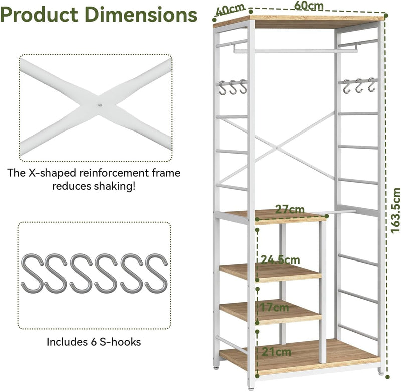Coat Rack Stand on Wheels with 6 Hooks