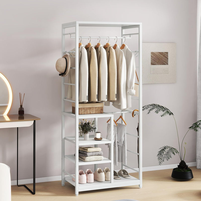 Coat Rack Stand on Wheels with 6 Hooks