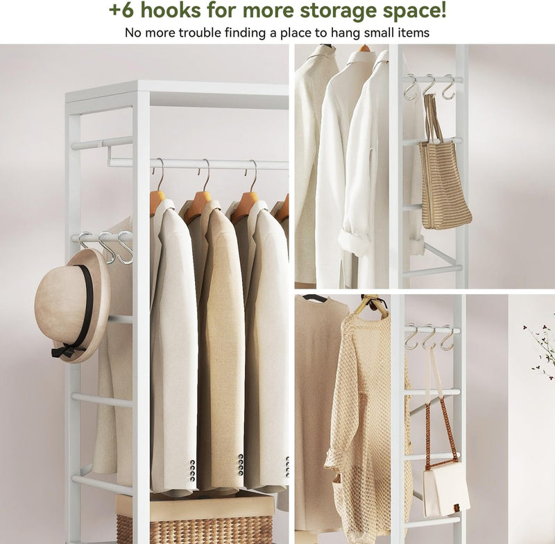 Coat Rack Stand on Wheels with 6 Hooks