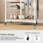 Coat Rack Stand on Wheels with 6 Hooks