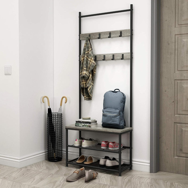 Coat Rack Stand Shoe Clothes Storage Bench