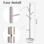 Coat Rack Stand Super Sturdy Metal Tree
