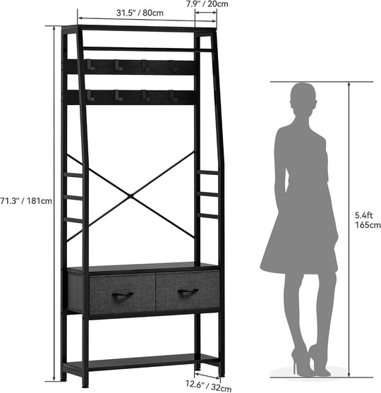 Coat Rack Stand with Shoe Storage Floorstanding Hall