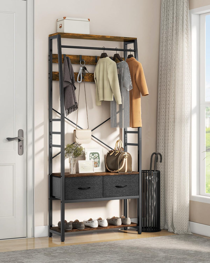 Coat Rack Stand with Shoe Storage Floorstanding Hall