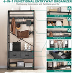Coat Rack Stand with Shoe Storage Floorstanding Hall