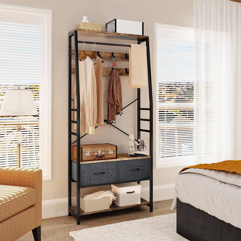Coat Rack Stand with Shoe Storage Floorstanding Hall