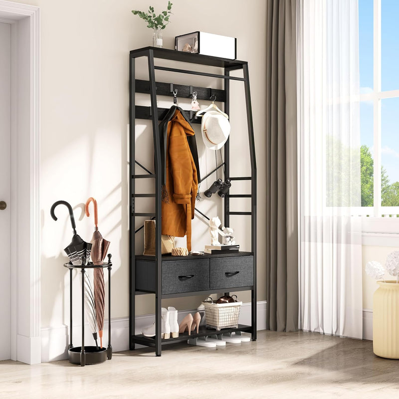 Coat Rack Stand with Shoe Storage Floorstanding Hall