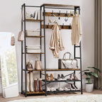 Coat Rack Stand with Shoe Storage Tall Hall