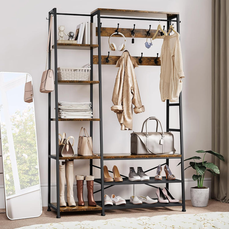 Coat Rack Stand with Shoe Storage Tall Hall