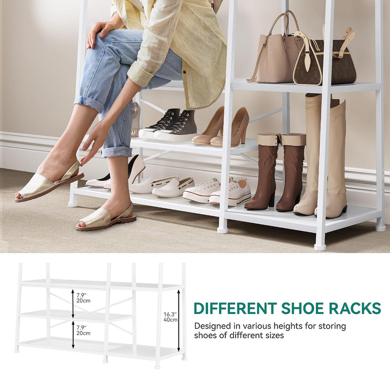 Coat Rack Stand with Shoe Storage Tall Hall