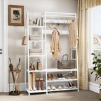 Coat Rack Stand with Shoe Storage Tall Hall