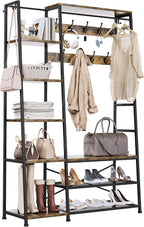Coat Rack Stand with Shoe Storage Tall Hall