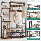 Coat Rack Stand with Shoe Storage Tall Hall