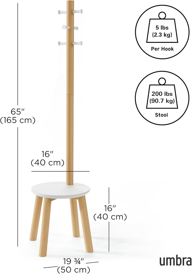 Coat Rack Stool Clothing Organiser Umbrella Holder