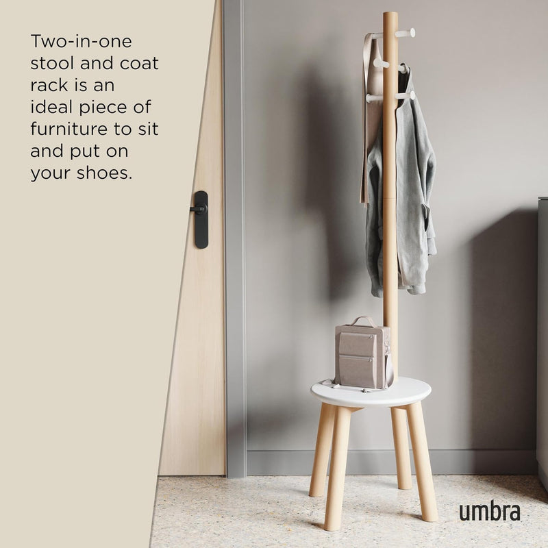 Coat Rack Stool Clothing Organiser Umbrella Holder
