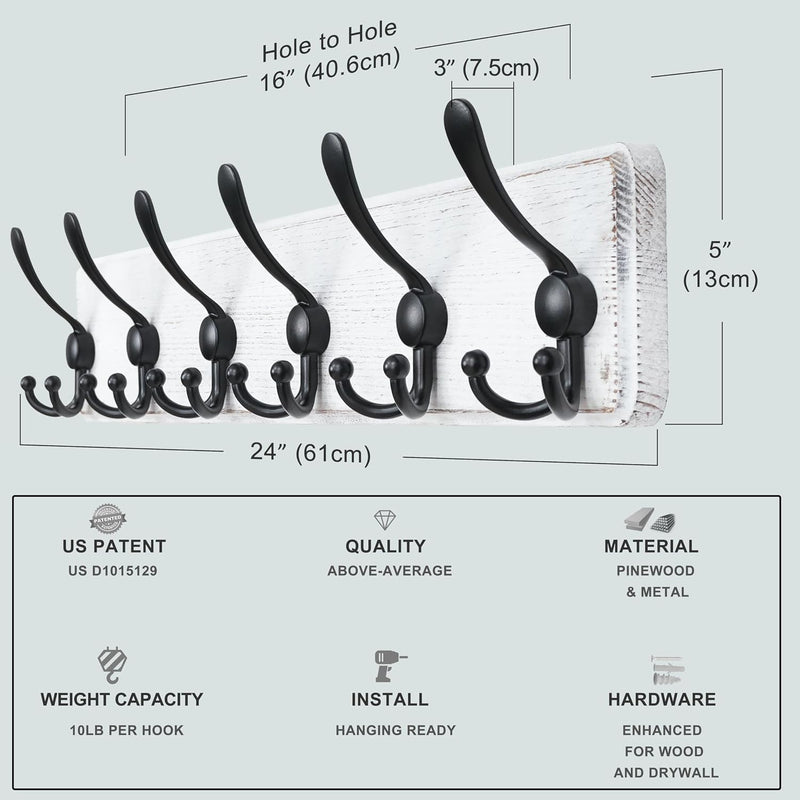 Coat Rack Wall Mount Patented Heavy-Duty (2 Pack)