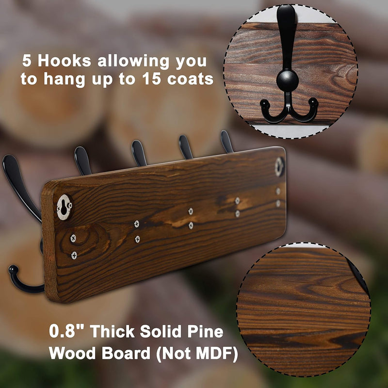 Coat Rack Wall Mount Patented Heavy-Duty (2 Pack)