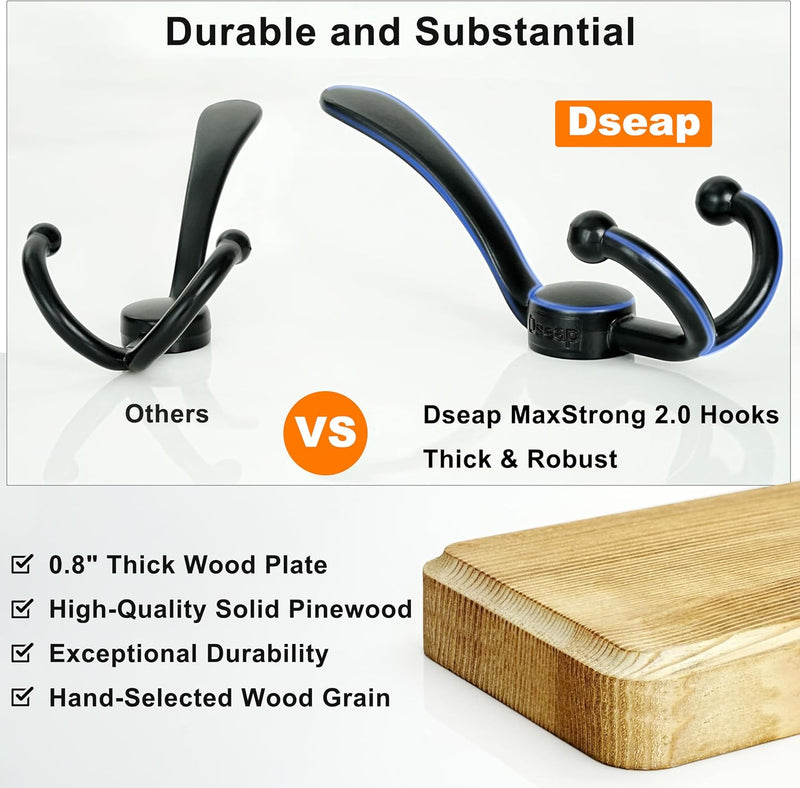 Coat Rack Wall Mount Patented Heavy-Duty (2 Pack)