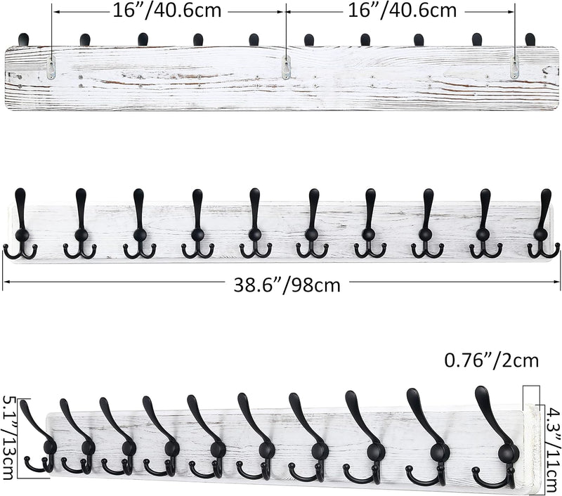 Coat Rack Wall Mounted 38.3' (2 Pack)