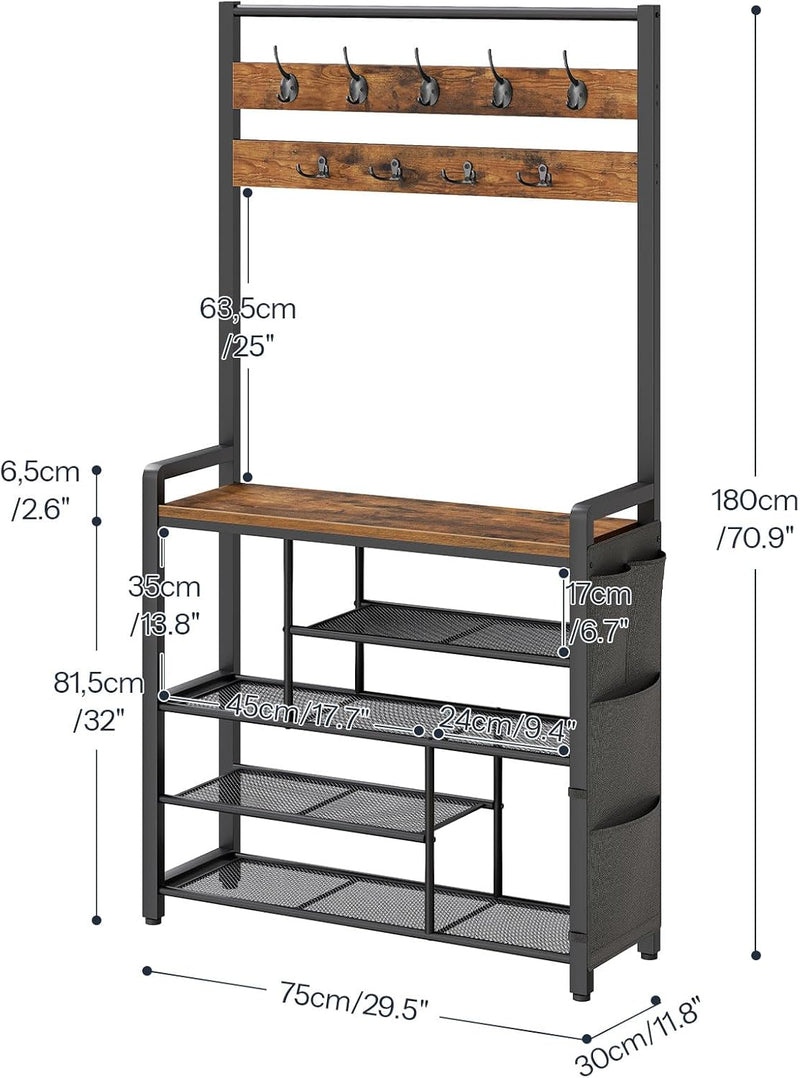 Coat Rack with Shoe Storage 5 Tier Organiser