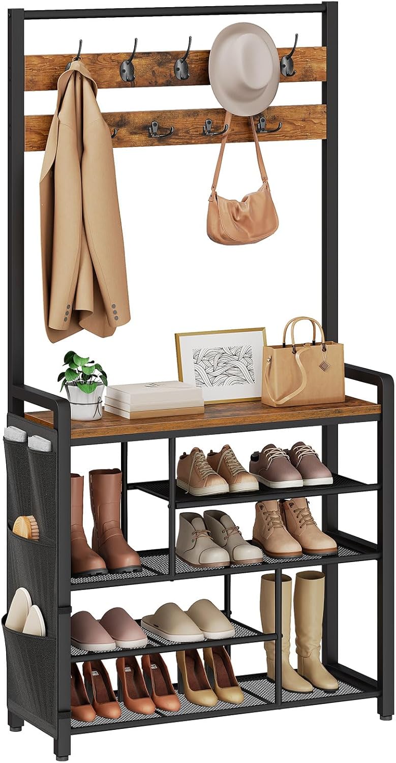 Coat Rack with Shoe Storage 5 Tier Organiser
