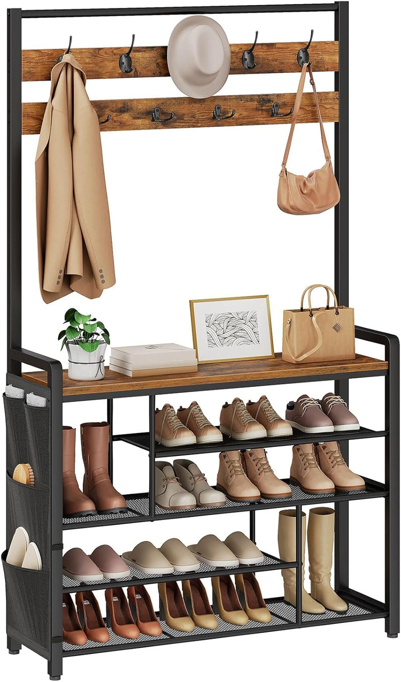 Coat Rack with Shoe Storage 5 Tier Organiser