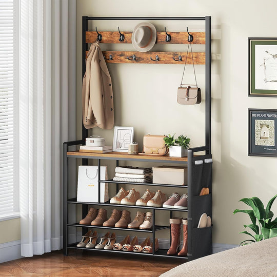 Coat Rack with Shoe Storage 5 Tier Organiser