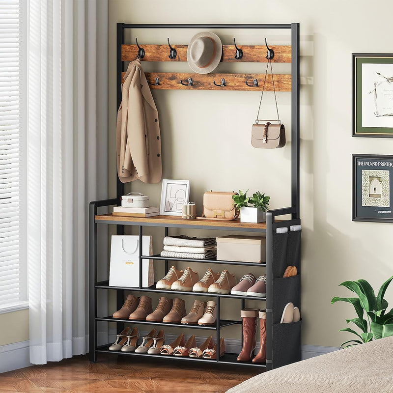 Coat Rack with Shoe Storage 5 Tier Organiser