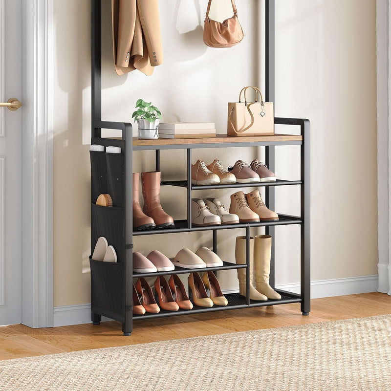 Coat Rack with Shoe Storage 5 Tier Organiser