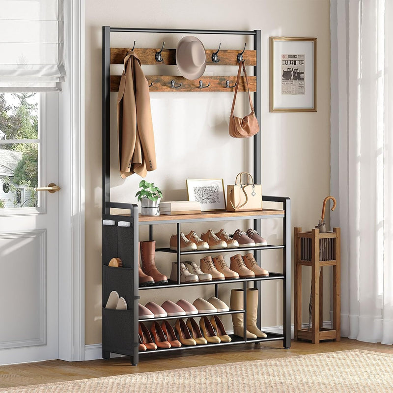 Coat Rack with Shoe Storage 5 Tier Organiser