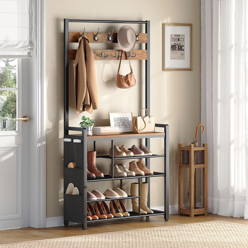 Coat Rack with Shoe Storage 5 Tier Organiser