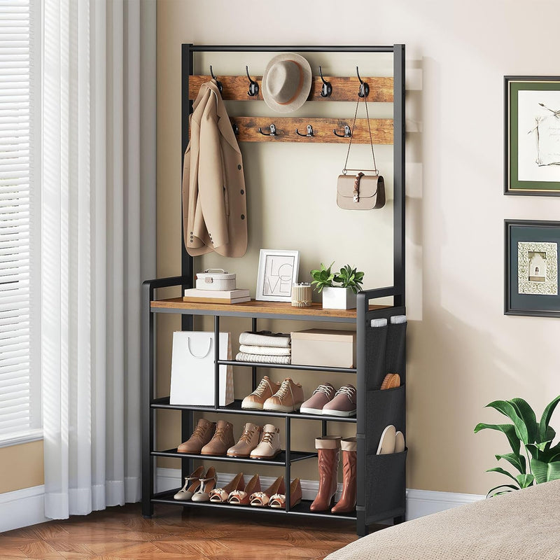 Coat Rack with Shoe Storage 5 Tier Organiser