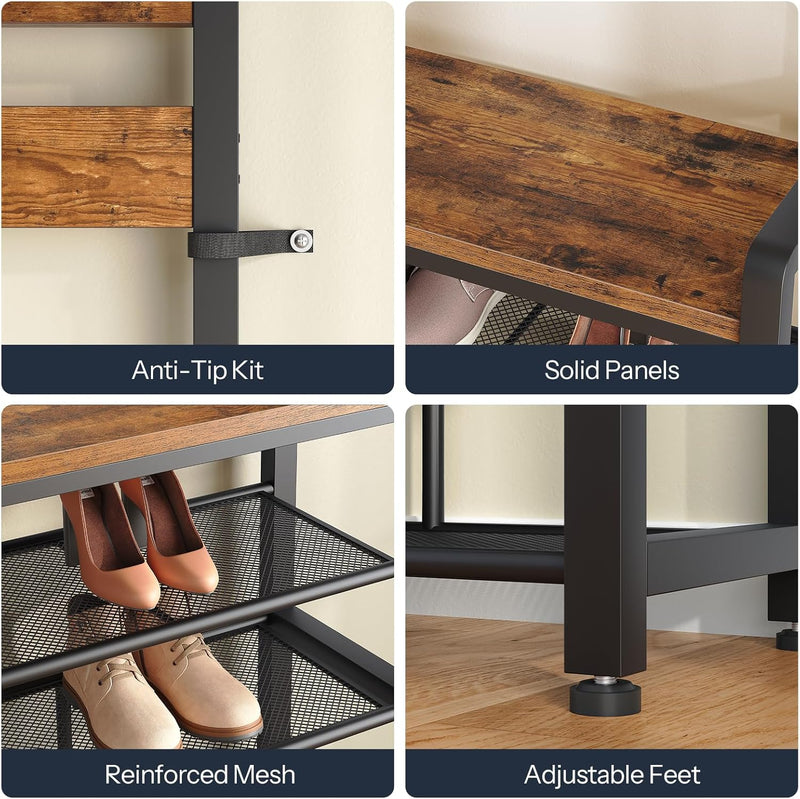 Coat Rack with Shoe Storage 5 Tier Organiser