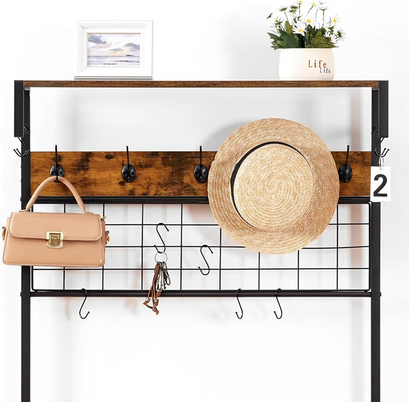 Coat Rack with Shoe Storage Bench Stand Hooks