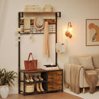 Coat Rack with Shoe Storage Bench Stand Hooks