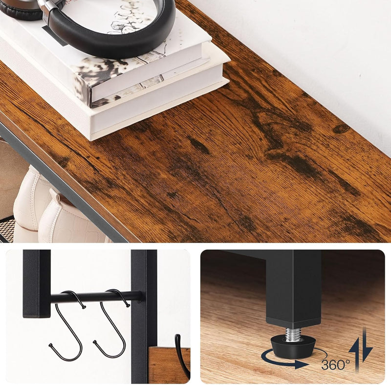 Coat Rack with Shoe Storage Bench Stand Hooks