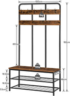 Coat Stand 182CM Rack with Shoe Bench